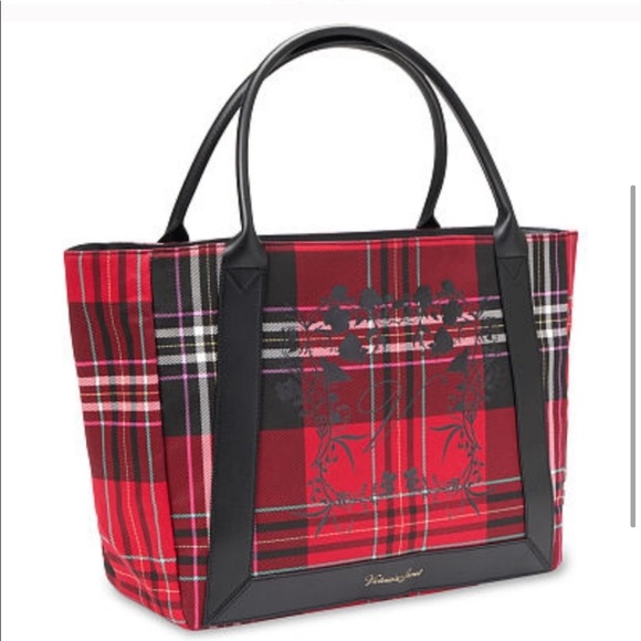 NWT Victoria’s Secret Plaid Floral Tote Bag - Picture 3 of 6